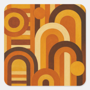 Arches and Sunspots Retro MCM Geometric Design Square Sticker