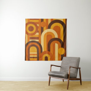 Arches and Sunspots Retro MCM Geometric Design Tapestry