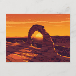 Arches Delicate Arch Sunset Art Postcard