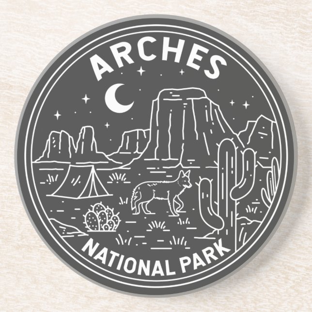 Arches National Park Delicate Arch Monoline  Coaster (Front)