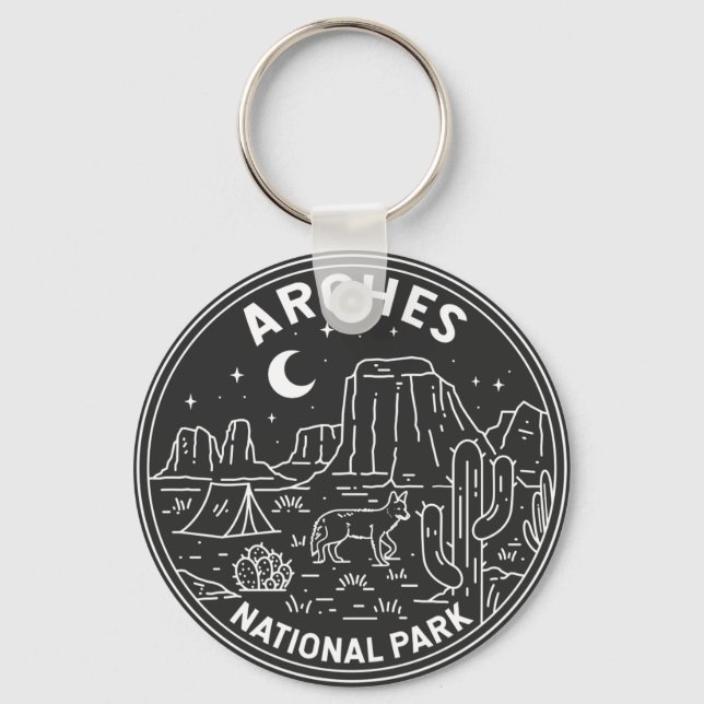 Arches National Park Delicate Arch Monoline  Key Ring (Front)