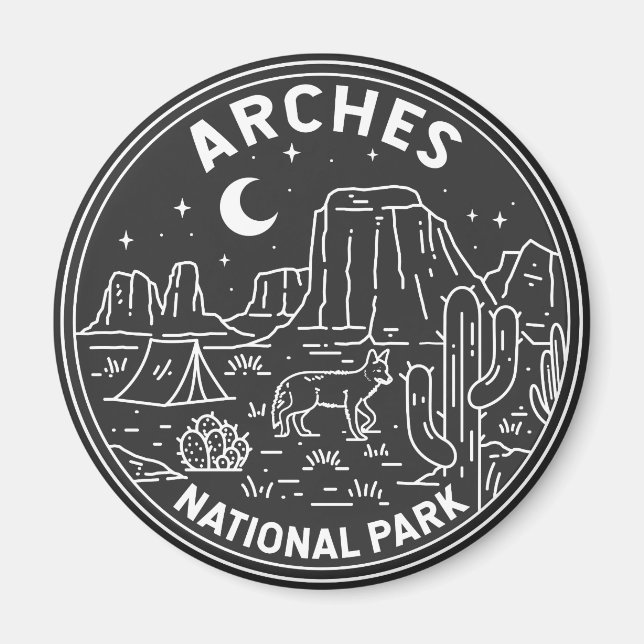 Arches National Park Delicate Arch Monoline  Magnet (Front)