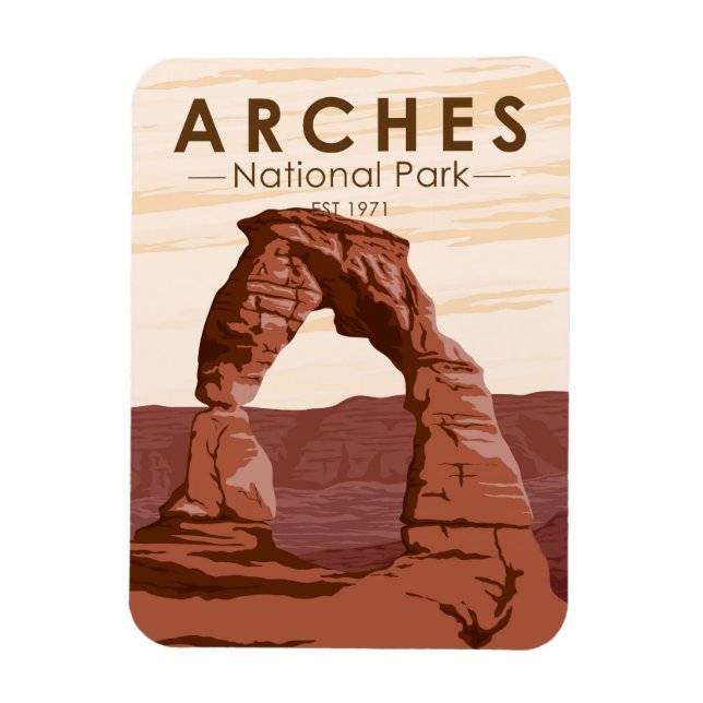 Arches National Park Delicate Arch Vintage  Magnet (Vertical)