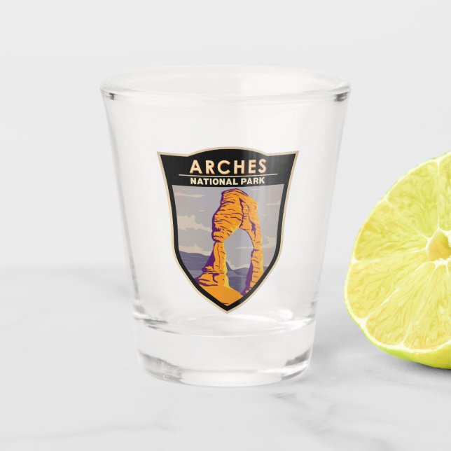 Arches National Park Delicate Arch Vintage  Shot Glass (Front)