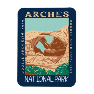 Arches National Park Double Arch Retro Distressed Magnet