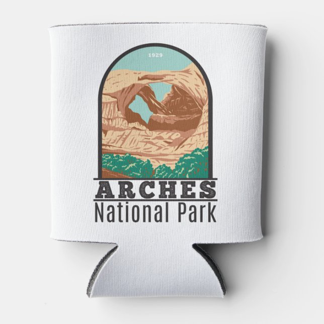 Arches National Park Double Arch Vintage Can Cooler (Front)