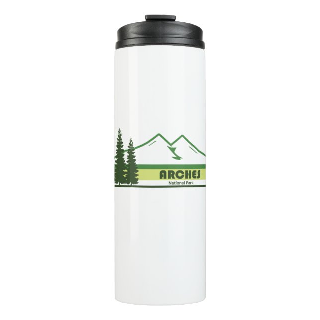 Arches National Park Green Stripes Thermal Tumbler (Front)