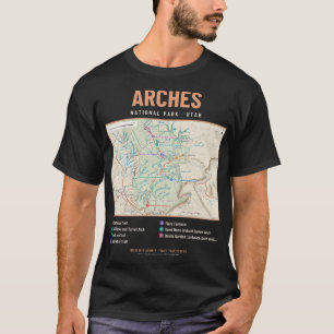 Arches National Park Hiking Trail Map T-Shirt