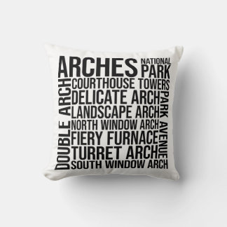 Arches National Park Landmarks Typography Word Art Cushion