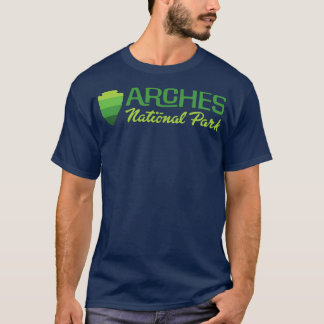 Arches National Park Retro Arrowhead Wordmark Gree T-Shirt