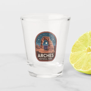 Arches National Park Retro Badge Design Shot Glass