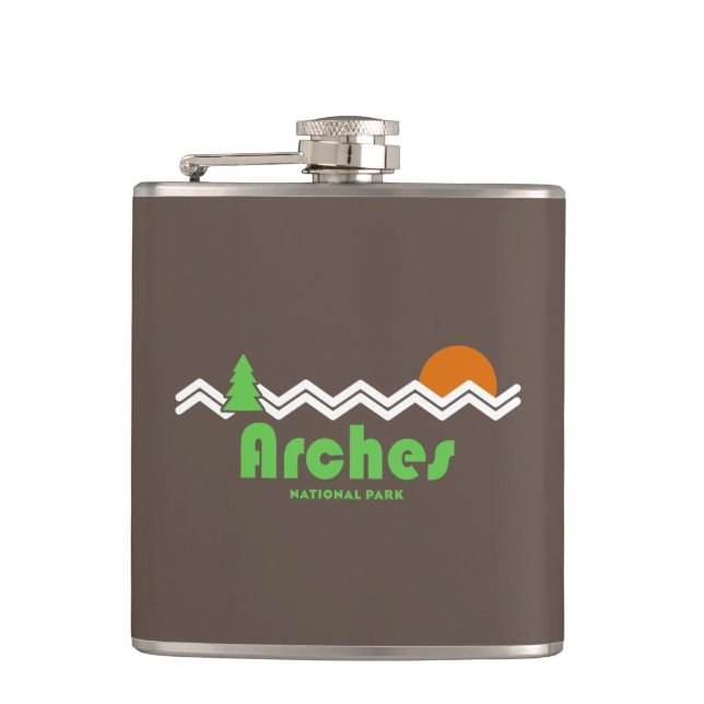 Arches National Park Retro Hip Flask (Front)