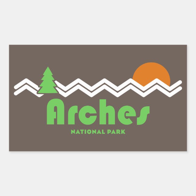 Arches National Park Retro Rectangular Sticker (Front)