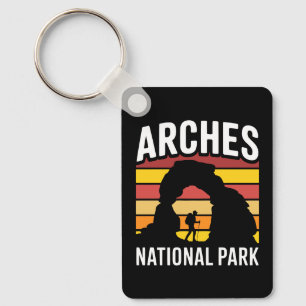 Arches National Park Retro Sunset Key Ring