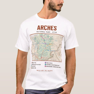 Arches National Park Trail Map T-Shirt - Light