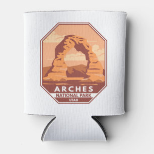 Arches National Park Utah Delicate Arch Art Retro Can Cooler
