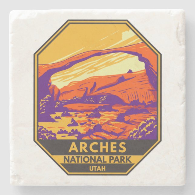 Arches National Park Utah Landscape Vintage Stone Coaster (Front)