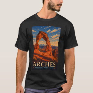 Arches National Park Utah Modern Woodblock Travel T-Shirt
