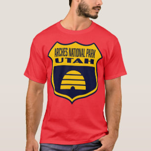 Arches National Park Utah Retro Flag Shield Yellow T-Shirt