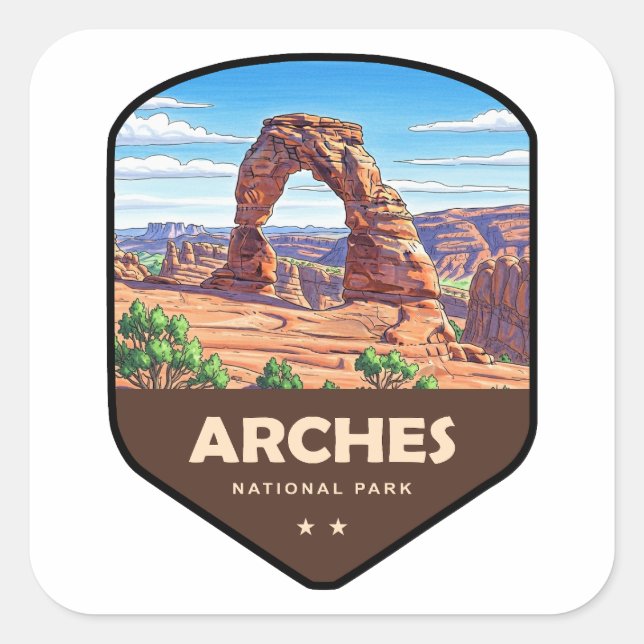Arches National Park Utah Shield Square Sticker
