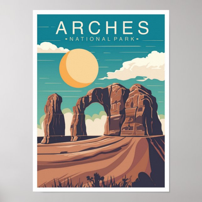 Arches National Park Utah USA Travel Illustration Poster (Front)