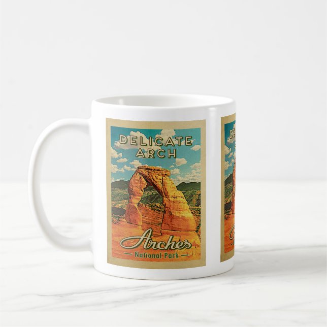 Arches National Park - Vintage Delicate Arch Coffee Mug (Left)
