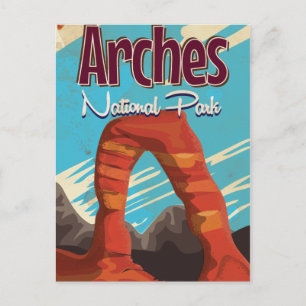 Arches National Park Vintage Holiday Poster Postcard