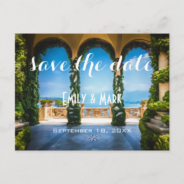 Arches of Italy Elegant Save The Date Announcement Postcard (Front)
