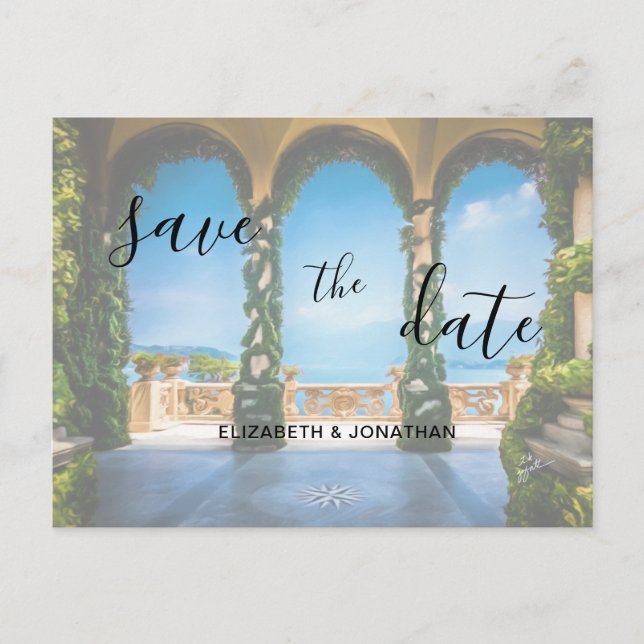 Arches of Italy Elegant Save The Date Announcement Postcard (Front)