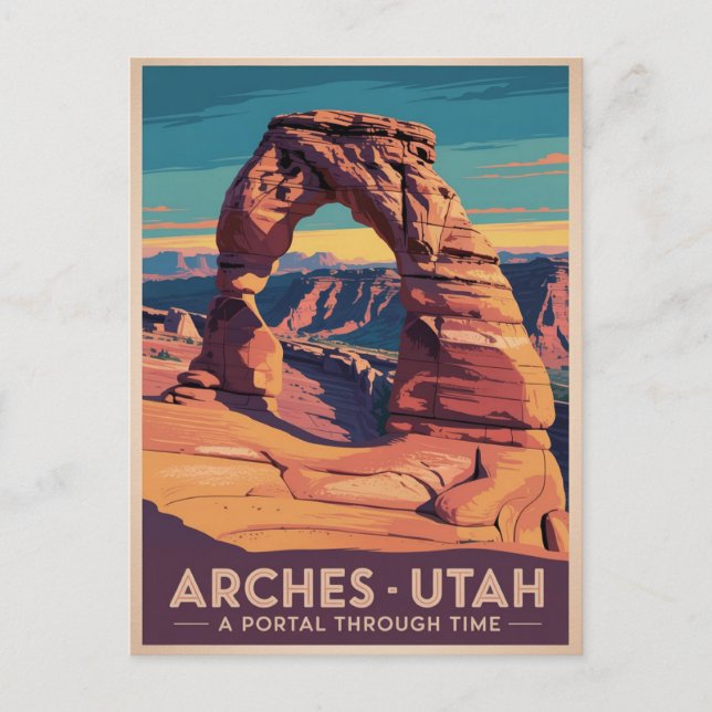 Arches Utah – Vintage Travel Poster Postcard (Front)