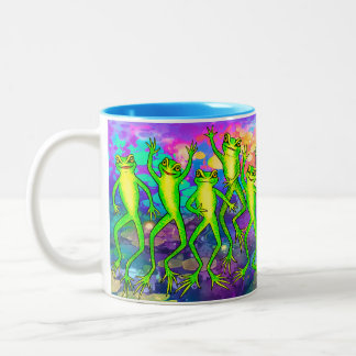 Archey's Frogs on a surreal lilypad background Two-Tone Coffee Mug