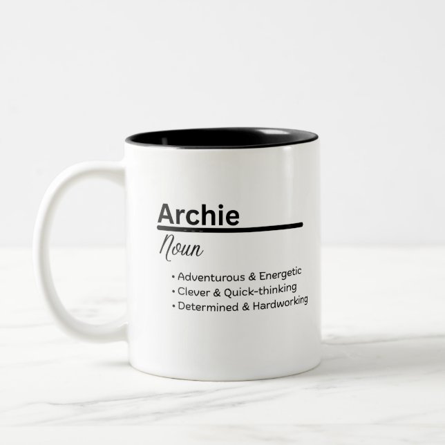 Archie Boy Personalized Name Definition Mug (Left)