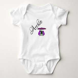 Archie Name Logo With Puppies, Baby Bodysuit