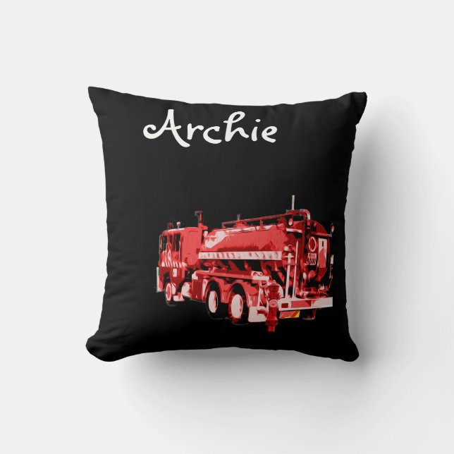 Archie Name With Red Fire Truck,  Cushion (Front)