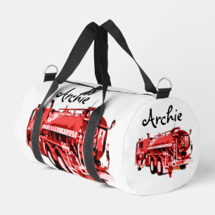 Archie Name With Red Fire Truck, Duffle Bag