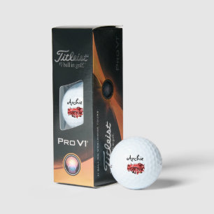 Archie Name With Red Fire Truck, Golf Balls