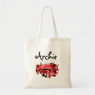 Archie Name With Red Fire Truck, Tote Bag
