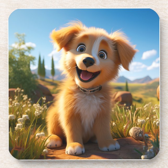 Archie - Yellow Lab Retriever Puppy Coaster (Front)