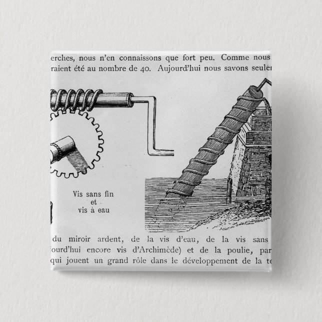 Archimedes screw 15 cm square badge (Front)