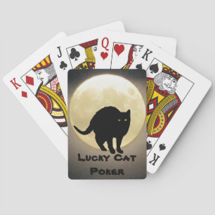 Arching Black Cat and Moon Lucky Cat Poker Playing Cards