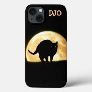 Arching Black Cat and Super Moon iPhone 13 Case