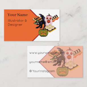 Arching Black Cat & Halloween Sushi Spook Business Card