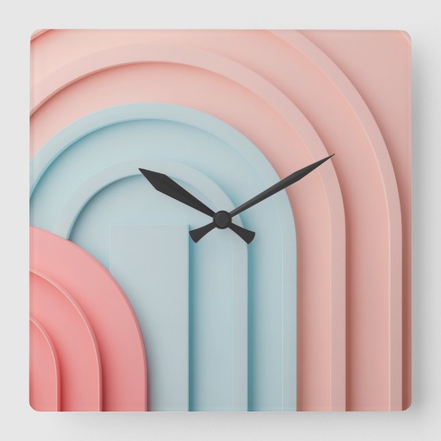 Arching shapes background in pastel colours square wall clock (Front)