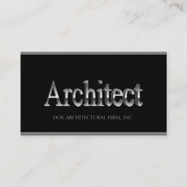 Architect 3D Black/Silver Borders Business Card (Front)