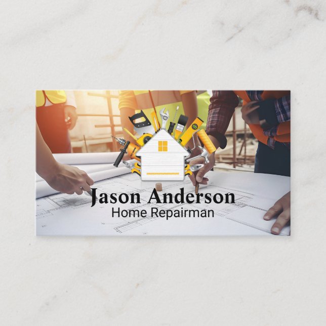 Architect and Engineers | Home Repair Tools Business Card (Front)