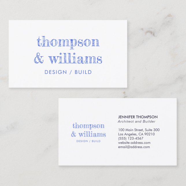 Architect Blue White Professional Business Card (Front/Back)