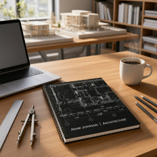 Architect Blueprint Custom Name Professional Notebook