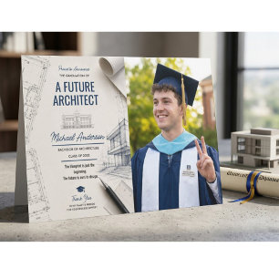 Architect Blueprint Photo Graduation Announcement