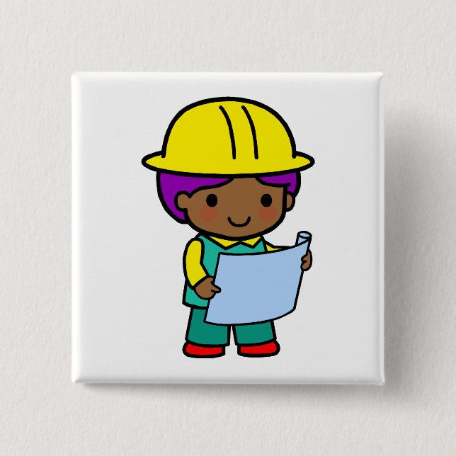Architect Boy 15 Cm Square Badge (Front)