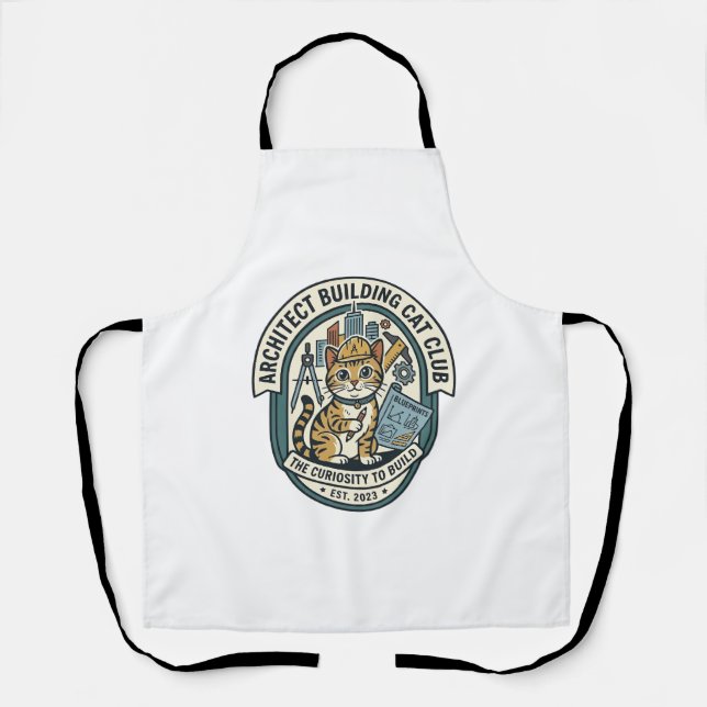 Architect Building Cat Cat Graphic Tee Art - Archi Apron (Front)